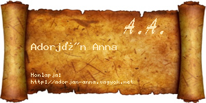 Adorján Anna névjegykártya