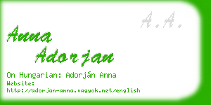 anna adorjan business card