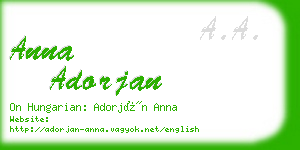 anna adorjan business card